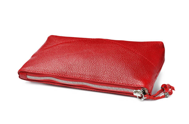 istock Stylish red cosmetic bag isolated on white 1433811731