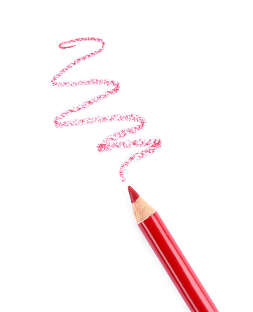 istock Bright lip liner stroke and pencil on white background, top view 1433812139