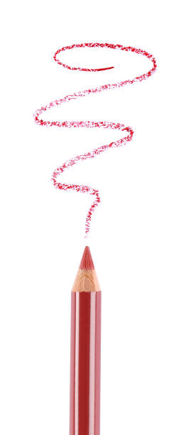 istock Bright lip liner stroke and pencil on white background, top view 1433812179