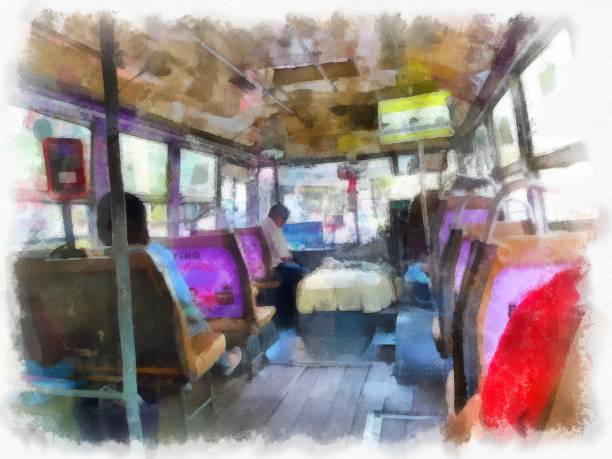 istock on public buses in Bangkok watercolor style illustration impressionist painting. 1433815762