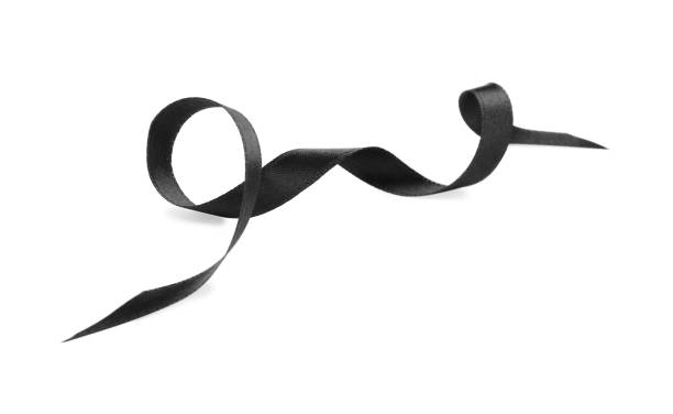 istock Beautiful elegant black ribbon isolated on white 1433820478