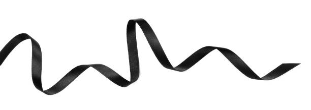 istock Elegant black ribbon isolated on white, top view 1433820479