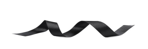 istock Beautiful elegant black ribbon isolated on white 1433820486