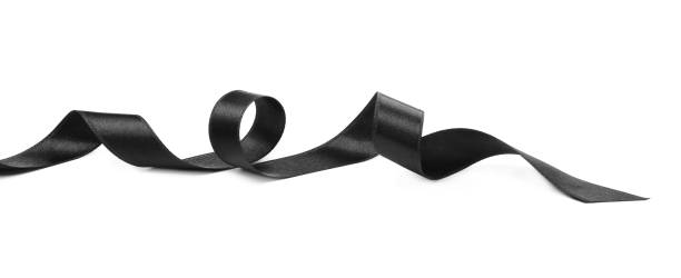 istock Beautiful elegant black ribbon isolated on white 1433820531