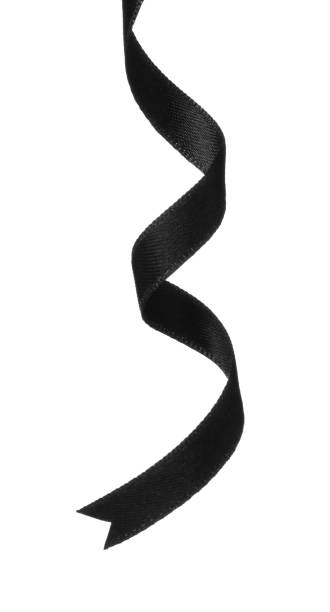 istock Beautiful elegant black ribbon isolated on white 1433820605