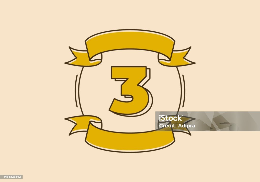Retro Frame Illustration With Number Three In It Stock Illustration