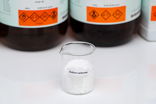 Sodium carbonate in glass, chemical in the laboratory and industry, Chemicals used in the analysis