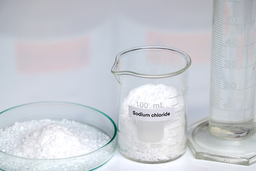Sodium chloride in glass, chemical in the laboratory and industry, Chemicals used in the analysis