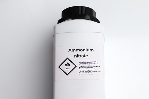 Ammonium nitrate in bottle, chemical in the laboratory and industry, Chemicals used in the analysis