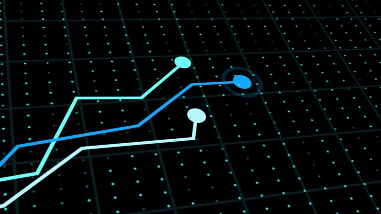 Infographic growing line chart graph - business development competition concept animation. Financial business diagram charts and stock numbers showing profits over time dynamically, a finance 4K 3D animation, illustrates corporate business growth