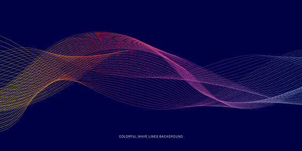 Colorful wave lines on white background. Multi colored curved wavy lines. Color flow wave for design brochure, website, flyer vector stock illustration