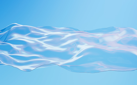 Abstract transparent flowing cloth, 3d rendering. Computer digital drawing.