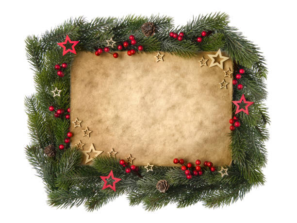 Christmas Card With Framed Parchment Paper Stock Photo - Download