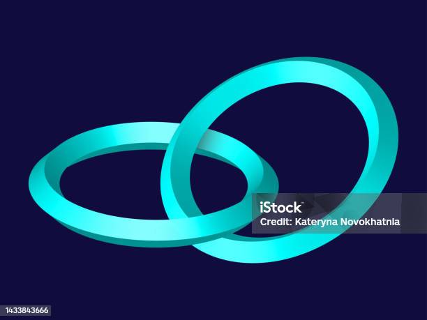 2 Interlinked Rings Two Abstract Interlocking Rings Two Interlocking Mint Rings On Dark ...