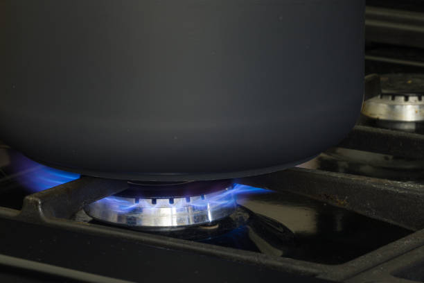 Frying pan on fire! Caution! Danger!