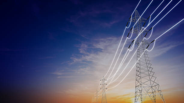 High Voltage Electric Transmission Tower High Voltage Electric Transmission Tower electrical grid stock pictures, royalty-free photos & images