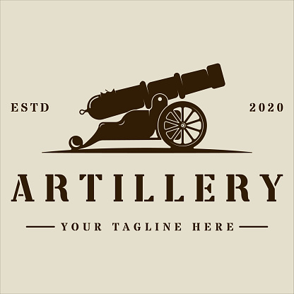 cannon or artillery symbol vintage vector illustration template icon graphic design. gun or weapon sign or symbol for military equipment