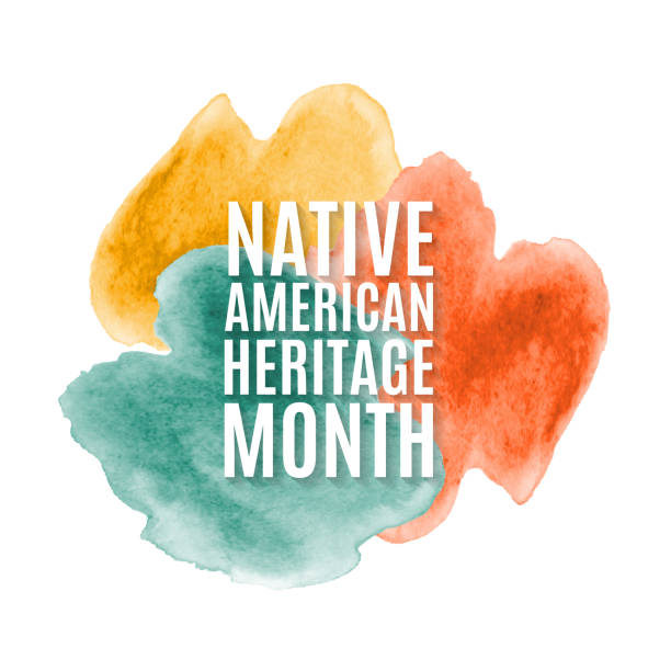 месяц наследия коренных американцев акварельный фон. вектор - north american tribal culture stock illustrations