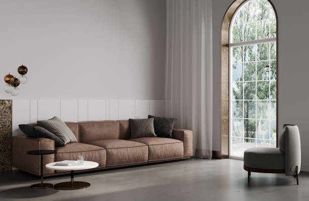 istock Modern beige interior with modern furniture, 3d render 1433855843