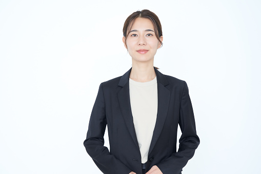 asian business woman and white background