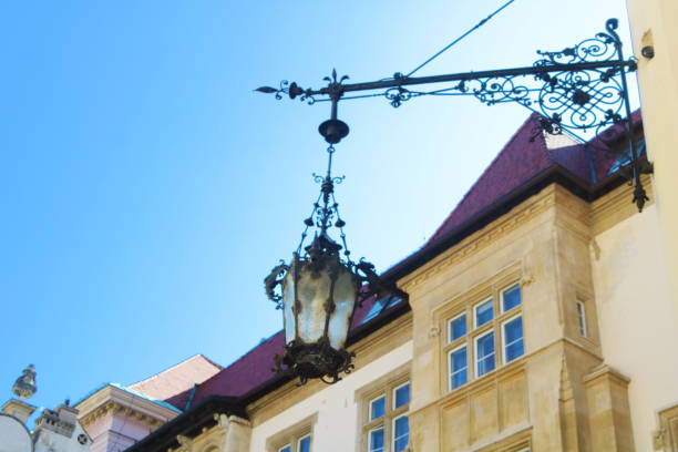 Lantern in courtyard of City hall of Bratislava, which situated on the main square (hlavne namestie) in Bratislava, Slovakia stock photo