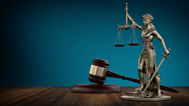 istock Law Legal System Justice Crime and violence concept. Themis and Gavel. 3d Render illustration 1433859906