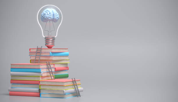 istock Stacked books , Ladders and Brain in Light Bulb. Personal Development , New Ideas and Education Concept 1433861942