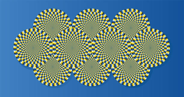 Classic rotation snakes. Vector illustration. Cool illusion with rotating snakes, rotate illusion snake. Eyesight, mental difficulties. illusion stock illustrations