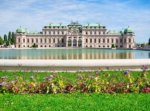 In October 2014, tourists were visiting the garden of Belvedere Palace in Vienna.