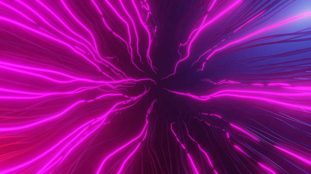 istock Purple neon lightning gaming style background. 3d illustration for games 1433871092