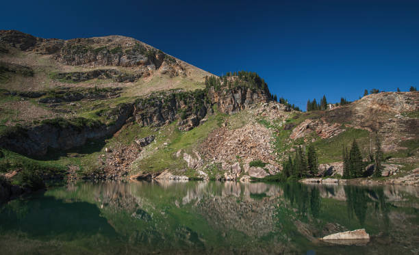 Montagne Utah, Conifèrs, ciel bleu dégagé et lac Mountain, Utah, on a beautiful sunny day, completely clear skies. ciel bleu stock pictures, royalty-free photos & images
