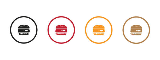 ilustraciones, imágenes clip art, dibujos animados e iconos de stock de hamburguesa. vector. ilustración. un conjunto de iconos de hamburguesas. - bread food basket sweet bun