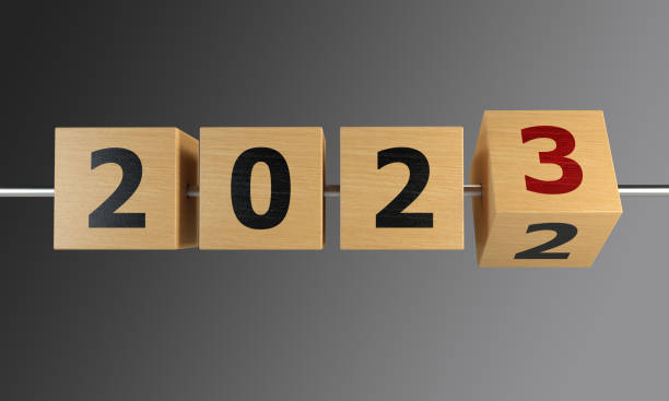 istock New year 2023 concept with wooden boxes 1433877223