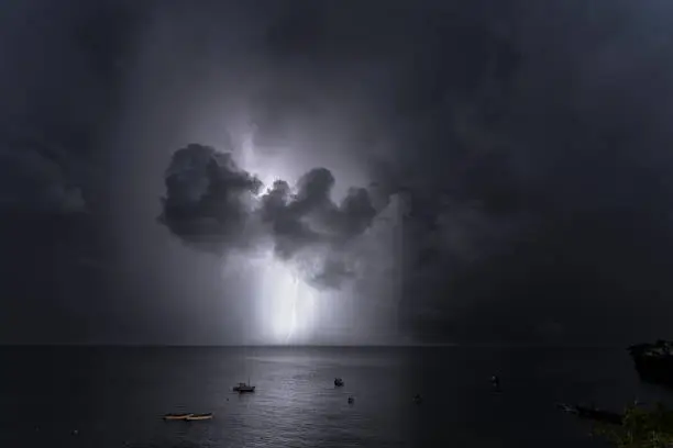 thunderstorm scenery around Curacao, the Caribbean