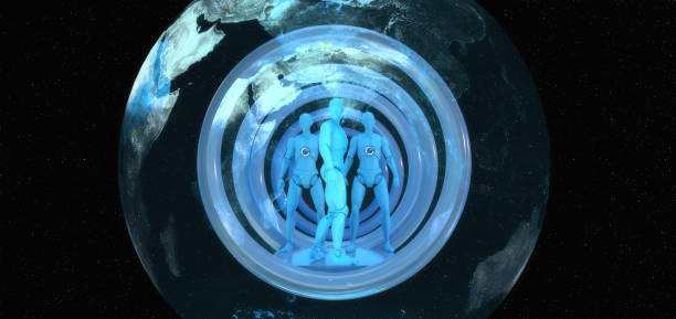 istock 3d render. Futuristic space and humanoid 1433882760