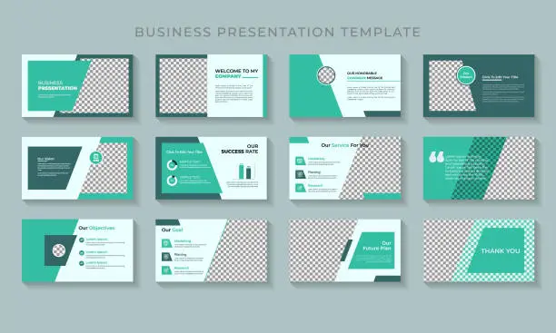 Vector illustration of Clean Minimal Modern Elegant business presentation template 12-page slide design premium vector