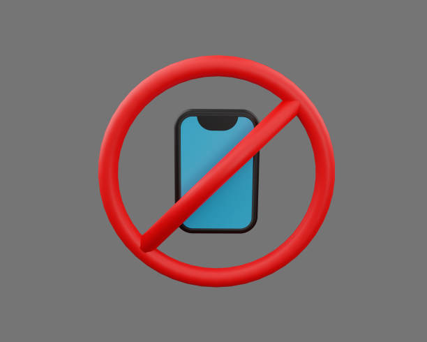 istock 3D rendering prohibition sign icon to use the cell phone 1433884738