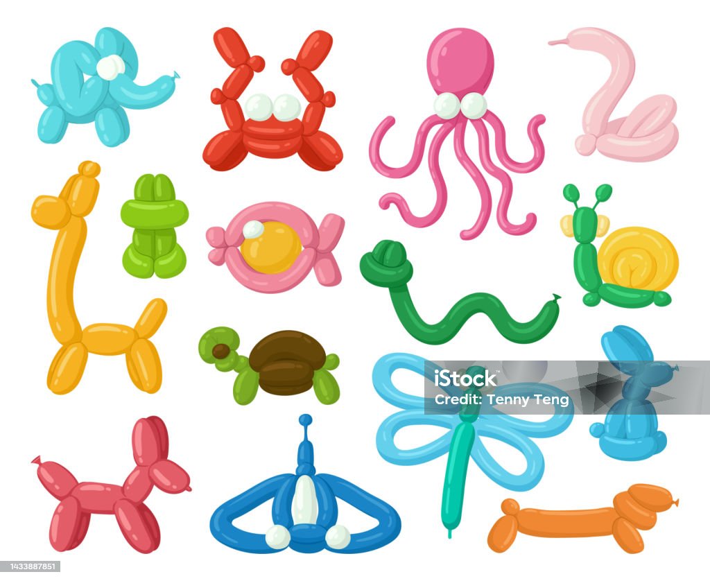 Cartoon Animal Shaped Balloon Birthday Party Bubble Toy Helium Air Balloons  Poodle Rabbit And Flower Shaped Balloon Flat Vector Illustration Set  Holiday Party Balloons Collection Stock Illustration - Download Image Now -  iStock