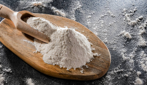 istock Wheat flour on the wooden cutting board 1433891671