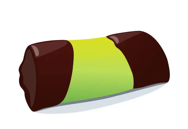 Vector illustration of Vector green candy dammsugare, traditional swedish punch roll with marzipan