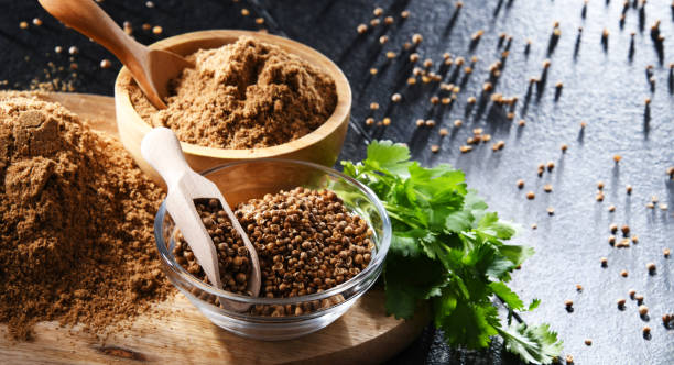 istock Ground coriander, its dried seeds and fresh leaves 1433895279