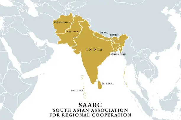 Vector illustration of SAARC, South Asian Association for Regional Cooperation, members map