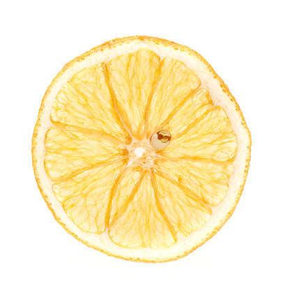 Top view of half of sliced orange.