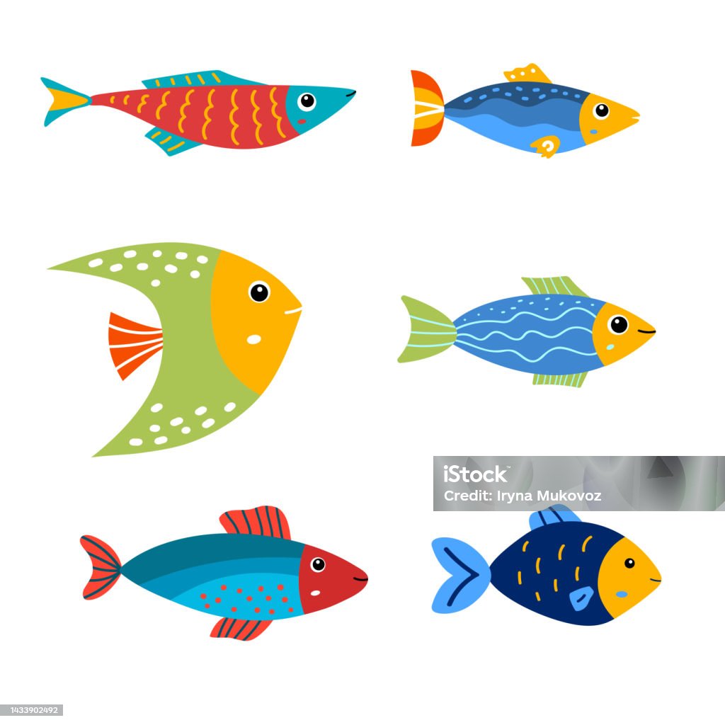 Ilustración de Pez De Dibujos Animados Juego De Pescado Lindo Aislado Para  Productos Infantiles y más Vectores Libres de Derechos de Acuario - Recinto  para animales en cautiverio - iStock