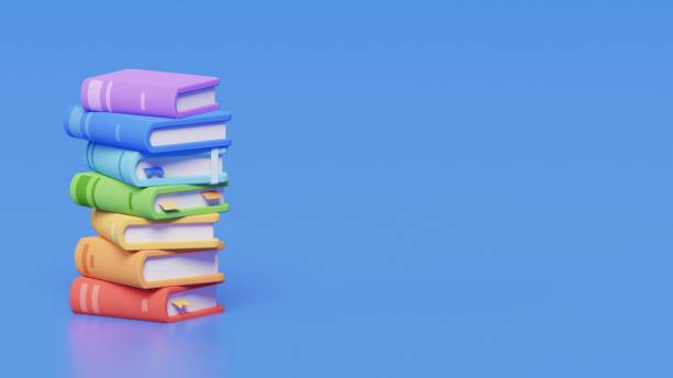 istock Stack of Books on Blue Background. 3D Render. Book Pile 1433904468