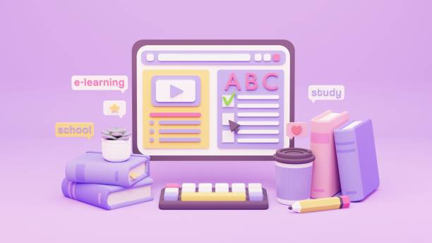 istock 3d Render of Tablet with Books and Plant. Front View. Online Education, E-Learning Concept 1433904470