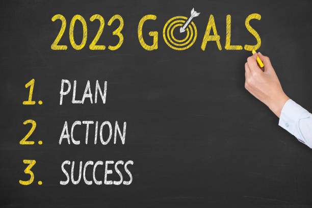 istock Human Hand Writing New Year 2023 Goals on Chalkboard Background 1433909294