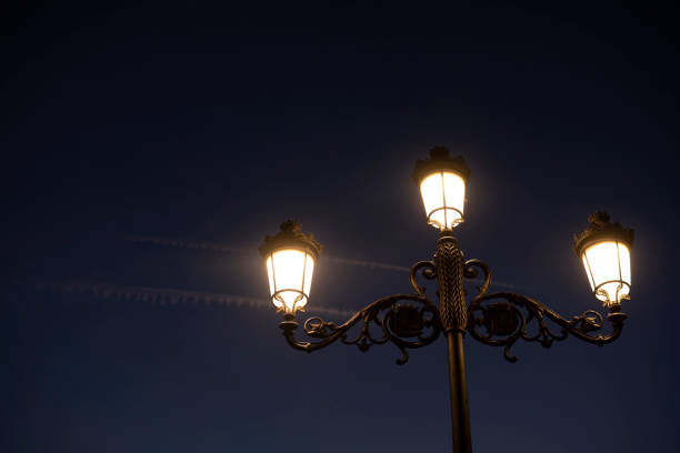 istock old pedestrian street lamps at night 1433909794