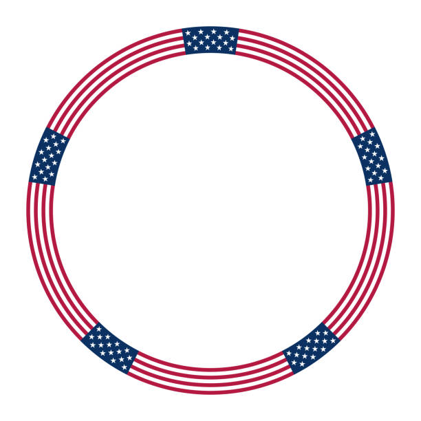 ilustraciones, imágenes clip art, dibujos animados e iconos de stock de motivo de la bandera estadounidense, marco circular con patrón de estrellas y rayas - star spangled banner