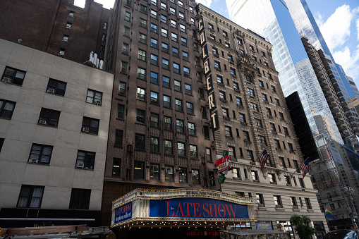 New York, NY, USA - June 9, 2022: The Ed Sullivan Theater, home of The Late Show with Stephen Colbert.